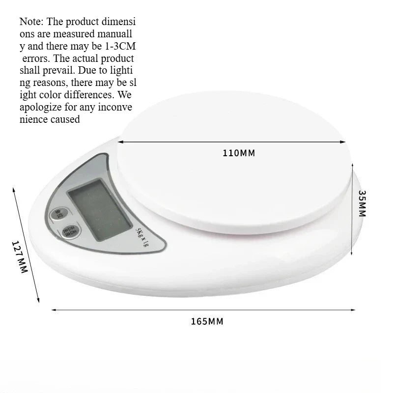Digital Kitchen Scale 5kg/1g Food Stainless Steel