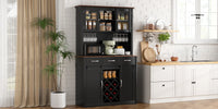 VOWNER 72" Tall Farmhouse Bar Cabinet with Sliding Barn Doors, Kitchen Pantry Storage Cabinet with Wine & Glass Racks