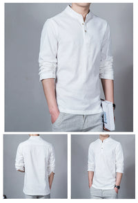 Men’s Mandarin Collar Long Sleeve T-Shirt