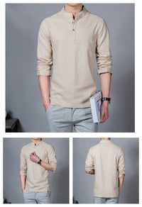 Men’s Mandarin Collar Long Sleeve T-Shirt