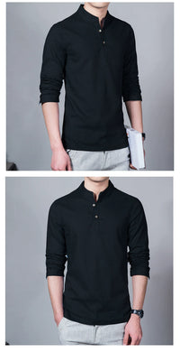 Men’s Mandarin Collar Long Sleeve T-Shirt