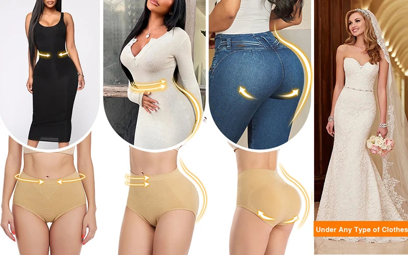 Women Shapewear Waist Trainer Seamless Butt Lifter Padded Butt Hip Enhancer Body Shaper Brief Panties Underwear Tummy Control