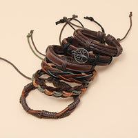 6pcs Retro Men’s Leather Braided Bracelet Set