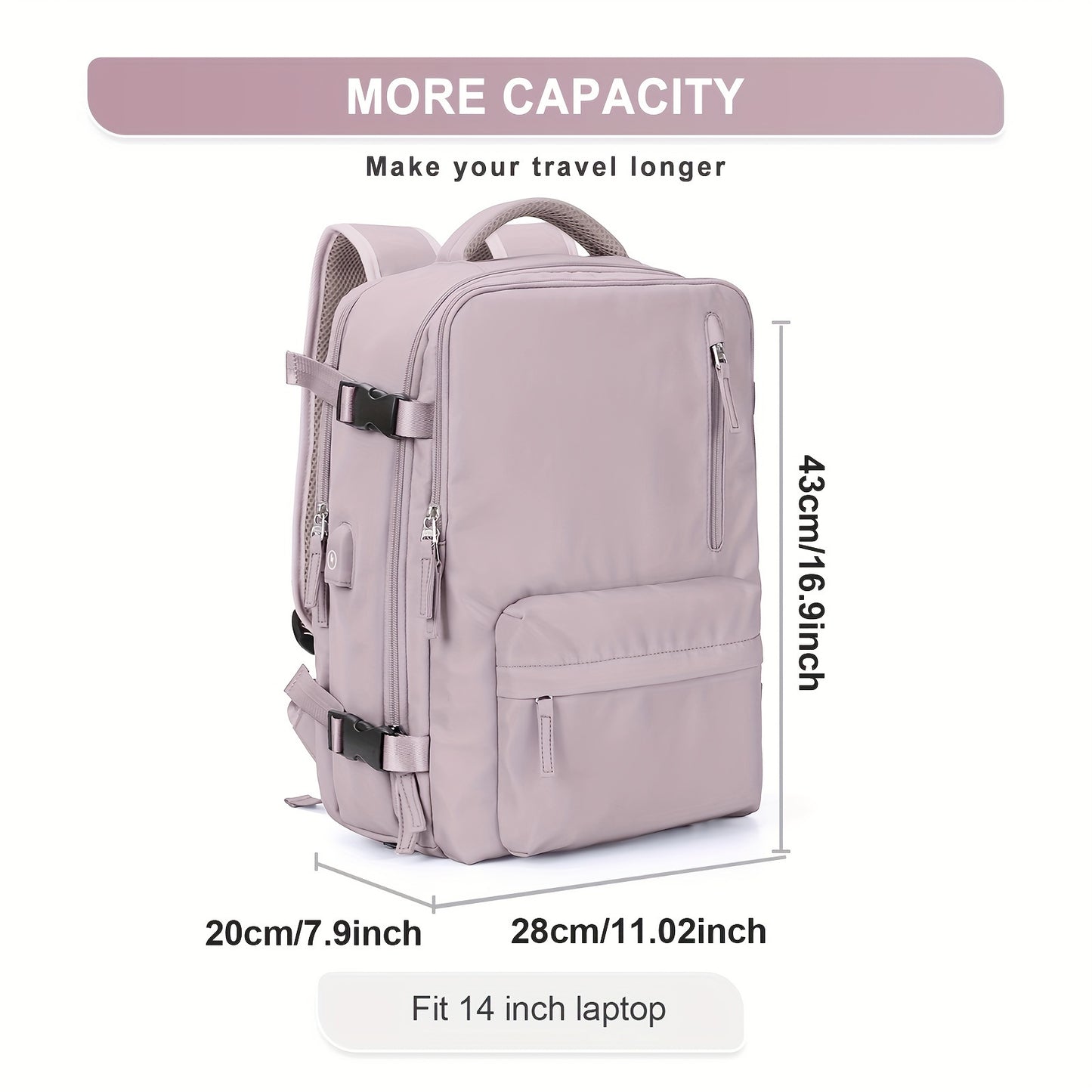 Large Capacity Travel Backpack with Shoe & Wet Pocket