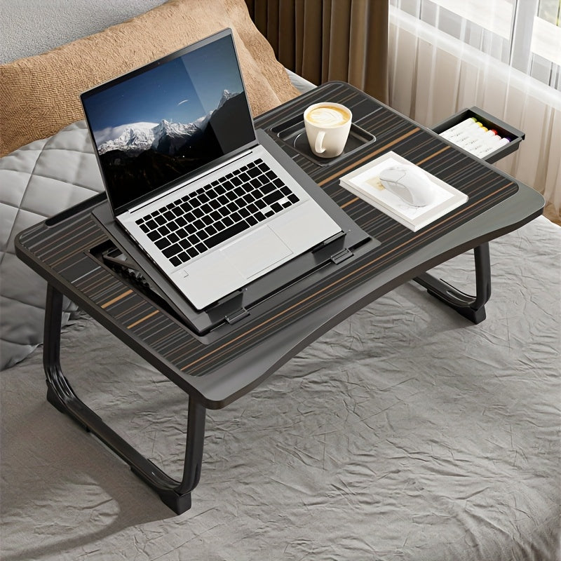Foldable Laptop Desk with Cup Holder & Tablet Slot