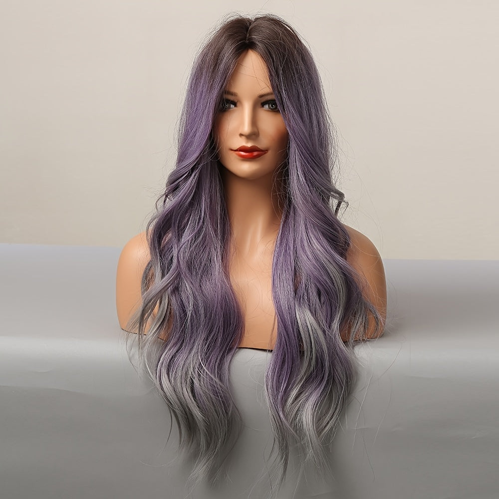 Ombre Purple Butterfly Cut Wig 26" Heat-Resistant