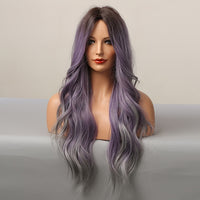 Ombre Purple Butterfly Cut Wig 26" Heat-Resistant