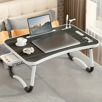 Foldable Laptop Desk with Cup Holder & Tablet Slot