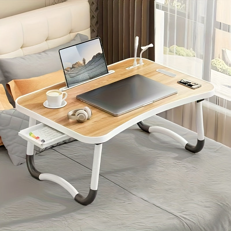 Foldable Laptop Desk with Cup Holder & Tablet Slot