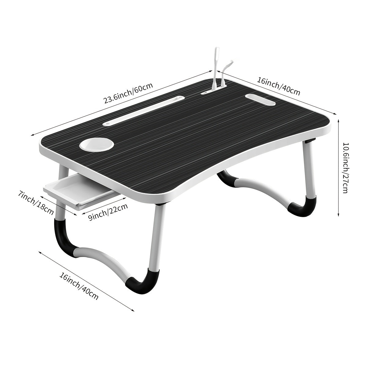 Foldable Laptop Desk with Cup Holder & Tablet Slot