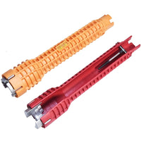 Versatile 8-in-1 Red Aluminum Multifunctional Sink Wrench - Durable Rubber Grip Handle for Easy Bathroom Installation & Repair