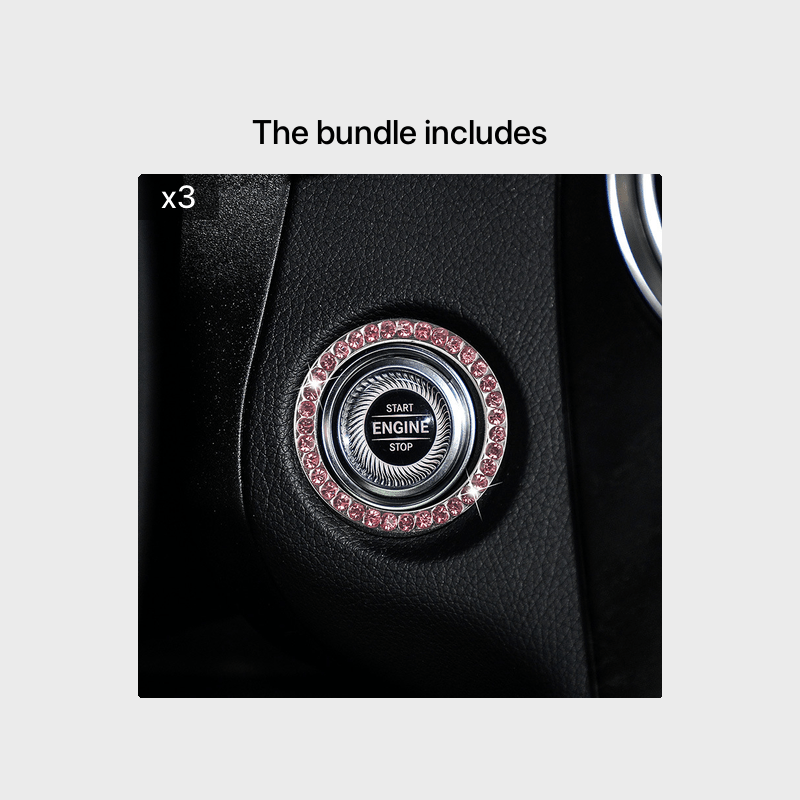 Zinc Alloy Ignition Button Cover with Sparkle Effect - "START STOP" Design, Plated, Easy Installation, Fits Most Vehicles, Ignition System Upgrade | Sparkling Button Cover | Glossy Finis