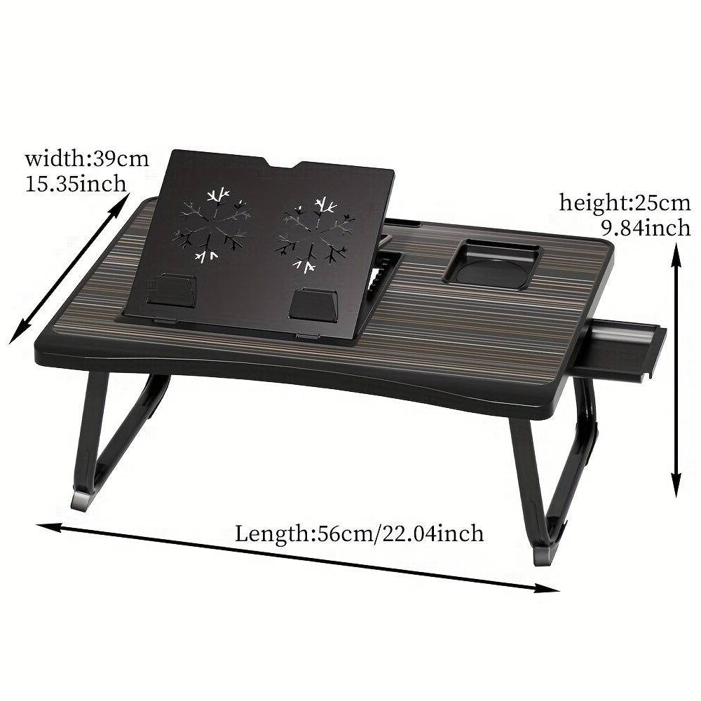 Foldable Laptop Desk with Cup Holder & Tablet Slot