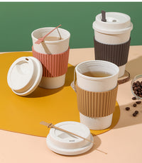 Travel Mug: Reusable Portable Coffee Cup/Wheat Straw Fiber Plastic Cup For Restaurants/cafes Eid Al-Adha Mubarak