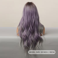 Ombre Purple Butterfly Cut Wig 26" Heat-Resistant