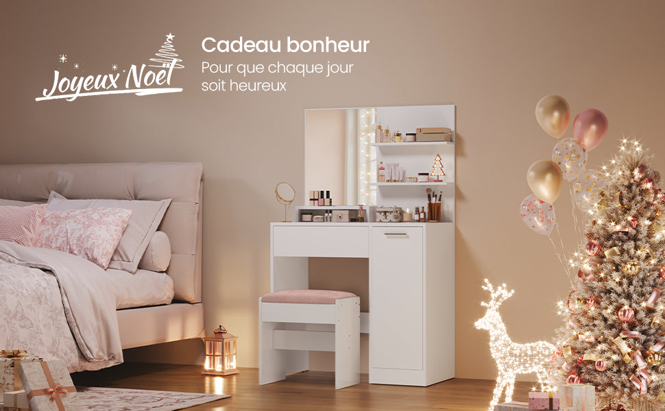 Modern Vanity Table with Mirror & Storage