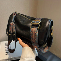 Stylish Large Capacity Crossbody Bag - Graphic Pattern Zipper Shoulder Bag With Wide Strap - Daily Purse