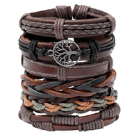 6pcs Retro Men’s Leather Braided Bracelet Set