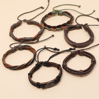 6pcs Retro Men’s Leather Braided Bracelet Set