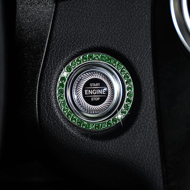 Zinc Alloy Ignition Button Cover with Sparkle Effect - "START STOP" Design, Plated, Easy Installation, Fits Most Vehicles, Ignition System Upgrade | Sparkling Button Cover | Glossy Finis