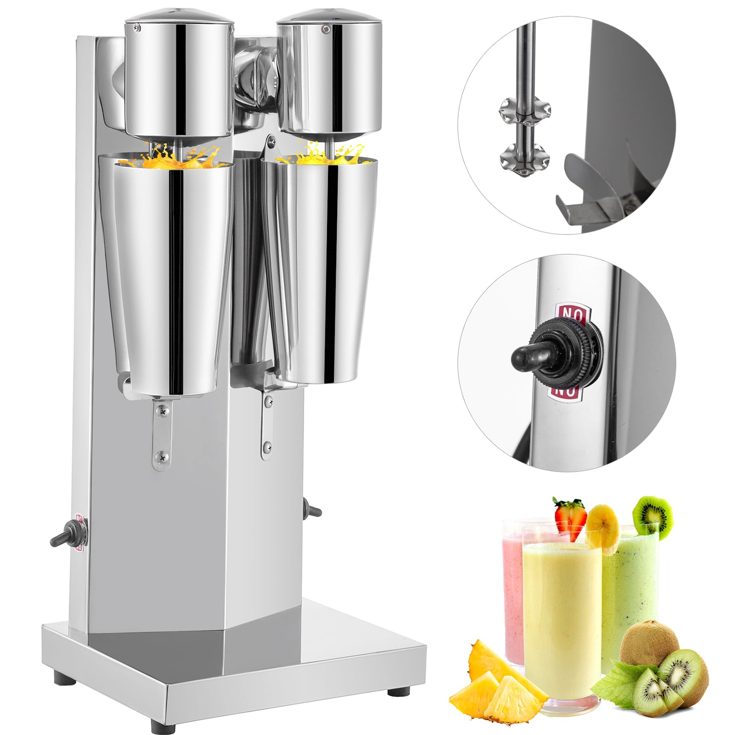 SucceBuy Milk Shake Machine 800ML Commercial Auto Double Cups Milkshaker Stainless Steel Shaking Maker Bubble Boba Drink Mixer